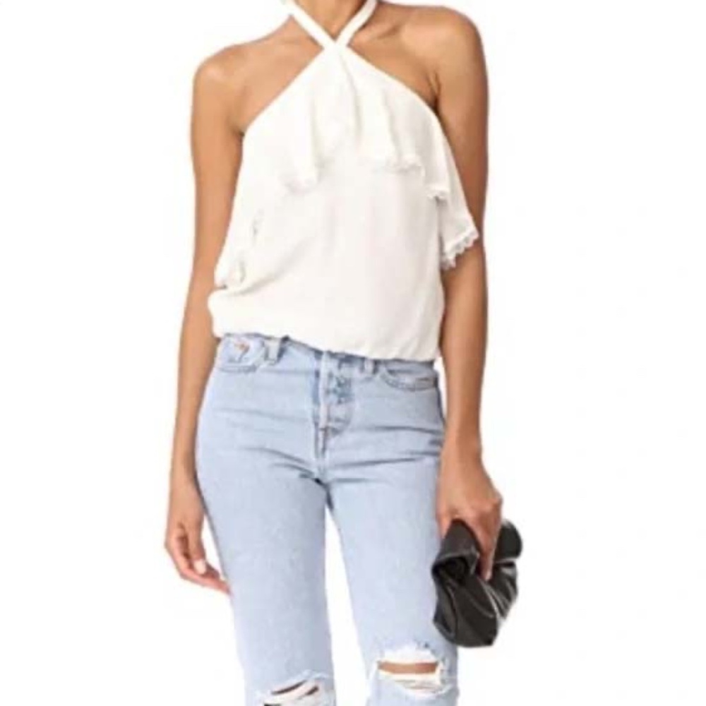 ALICE + OLIVIA "Monet" Ruffled Silk Halter Top NWT